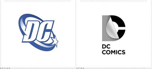 Image of Brand New's comparison of old and new DC logo