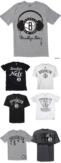 Image of newly redesigned Brooklyn Nets t-shirts