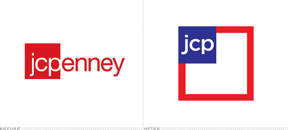 Image of the new and old JCPenney logos being compared