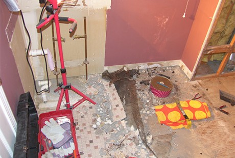 Image of Nick Conflitti bathroom demolition creative outlet